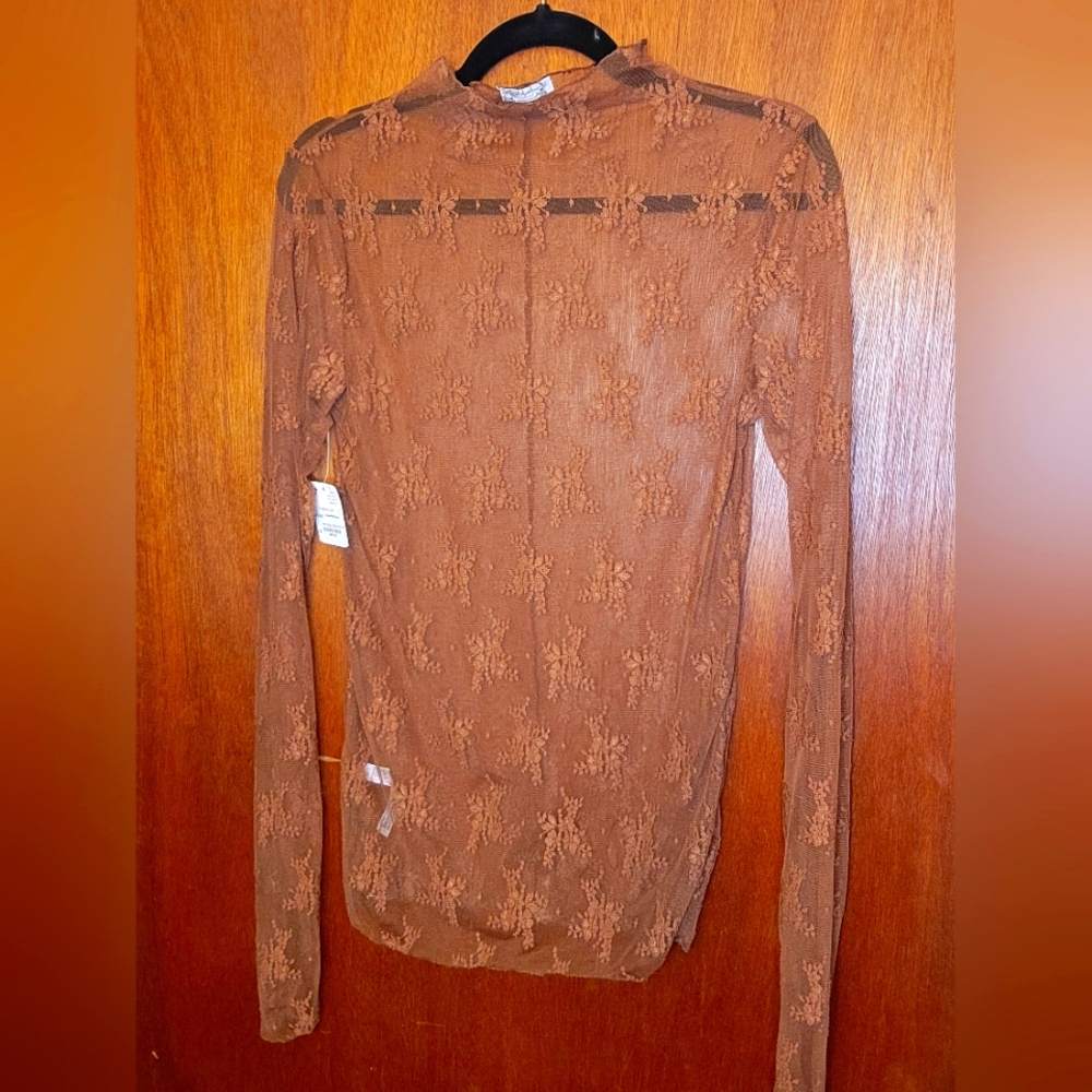 Free People Brown Lace Top